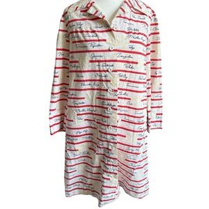 VTG Resort Shirt Dress Travel Destination Print Palm Beach Cape Cod Cruise M/L